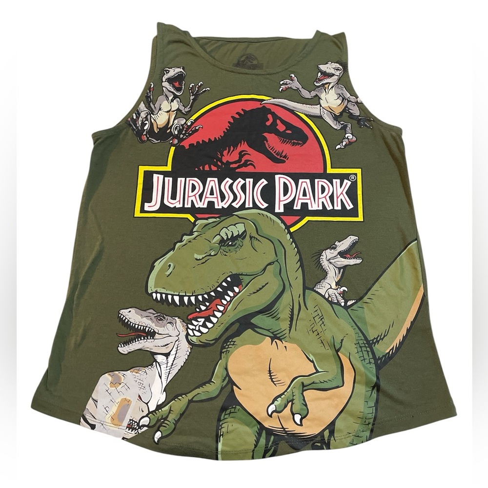 Jurassic Park Dinosaur Kids Green Tank Top